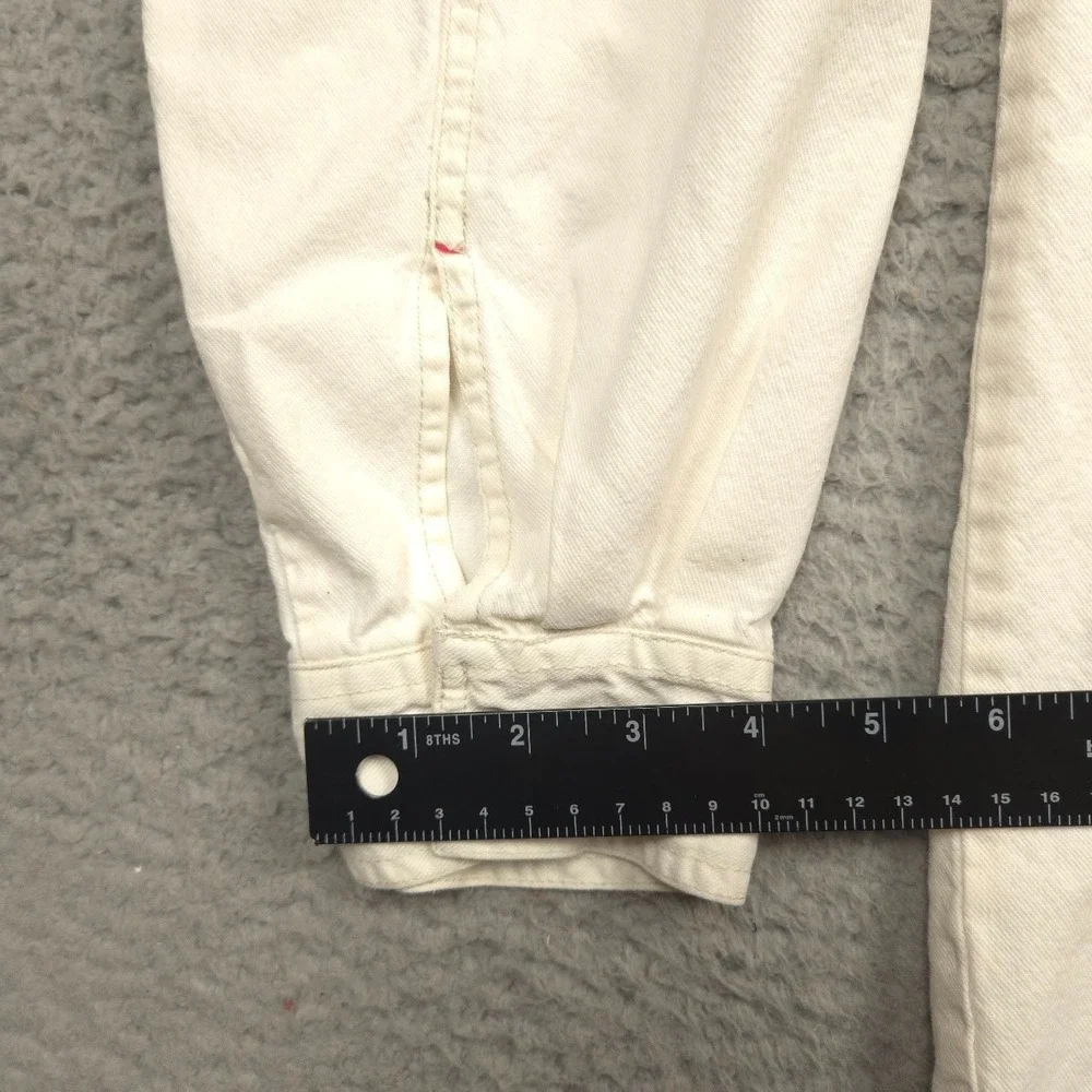 Vintage 1997 Levi's Red Tab White Denim Work Shirt Long Sleeve Metal Buttons